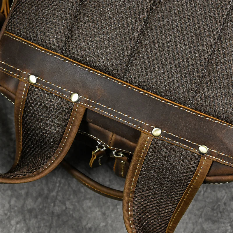 Newsbirds Men's Retro Leather Backpack – Luxury Travel & School Bag
