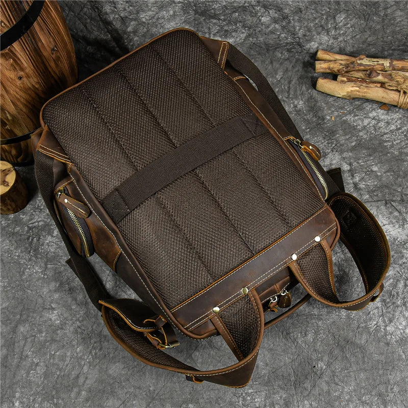 Newsbirds Men's Retro Leather Backpack – Luxury Travel & School Bag