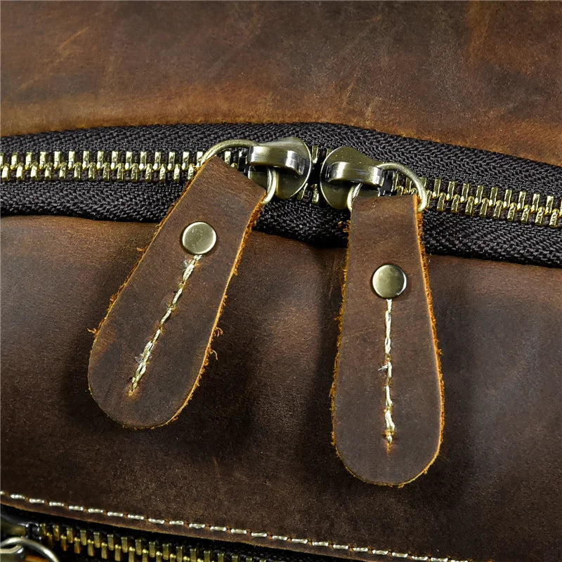 Newsbirds Men's Retro Leather Backpack – Luxury Travel & School Bag