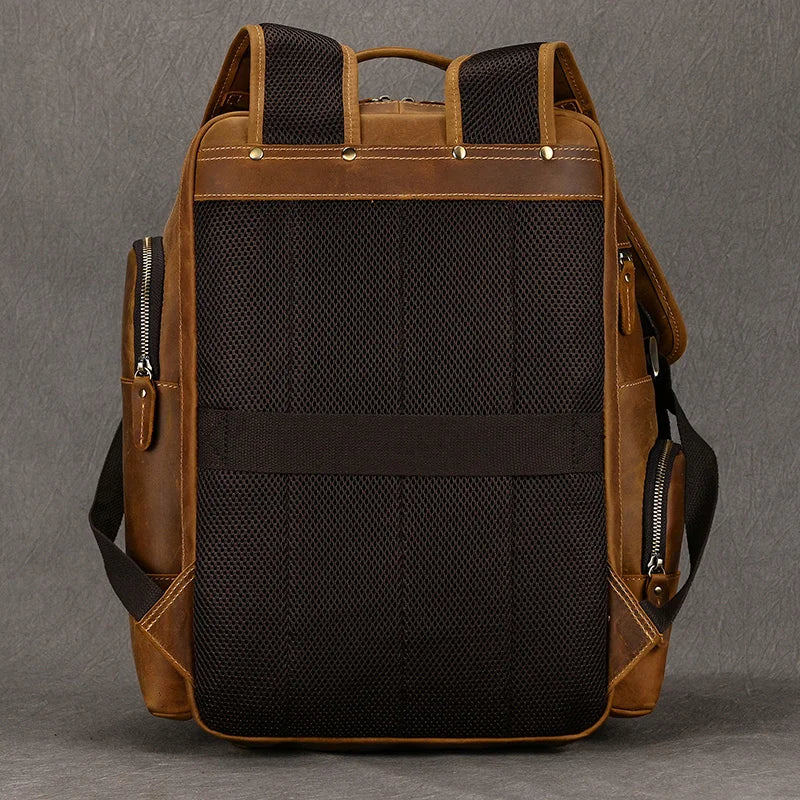 Newsbirds Men's Retro Leather Backpack – Luxury Travel & School Bag