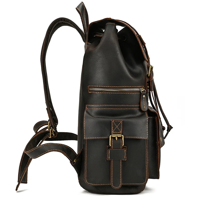 Newsbirds Men's Retro Leather Backpack – Luxury Travel & School Bag