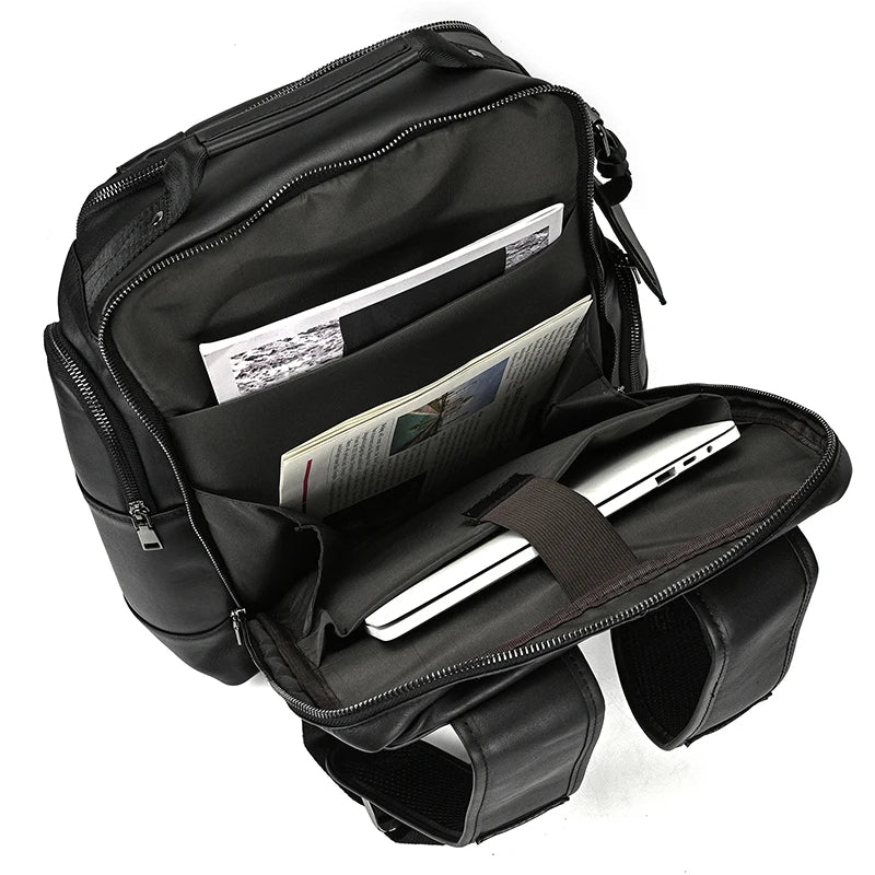 Newsbirds Men's Retro Leather Backpack – Luxury Travel & School Bag