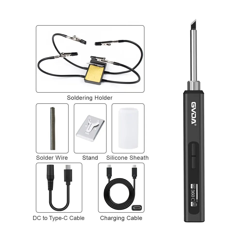 GVDA Smart Electric Soldering Iron – 65W Adjustable Temp | Fast-Heat Portable Soldering Kit
