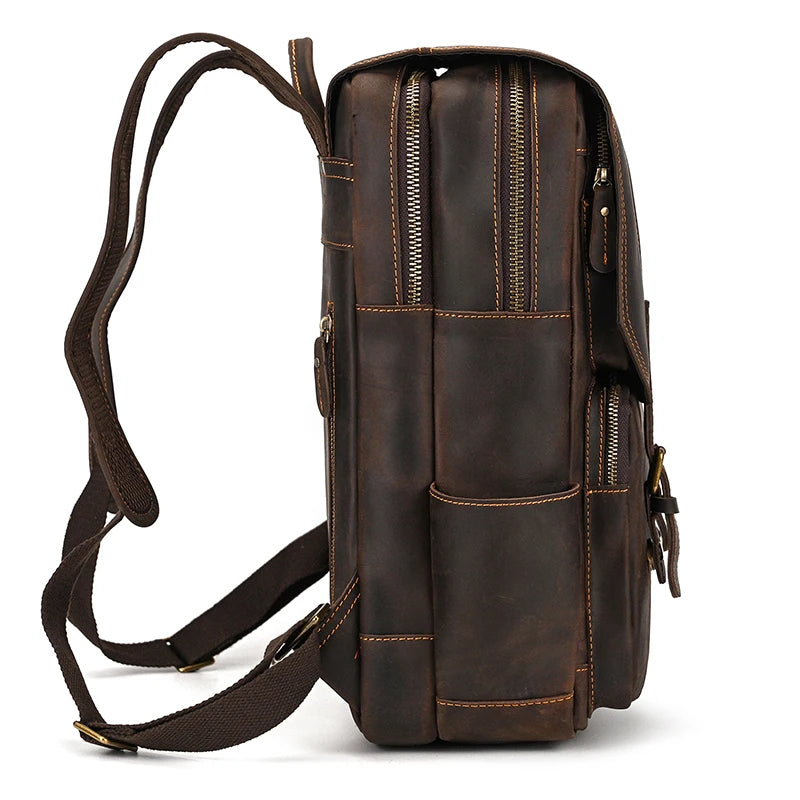 Newsbirds Men's Retro Leather Backpack – Luxury Travel & School Bag
