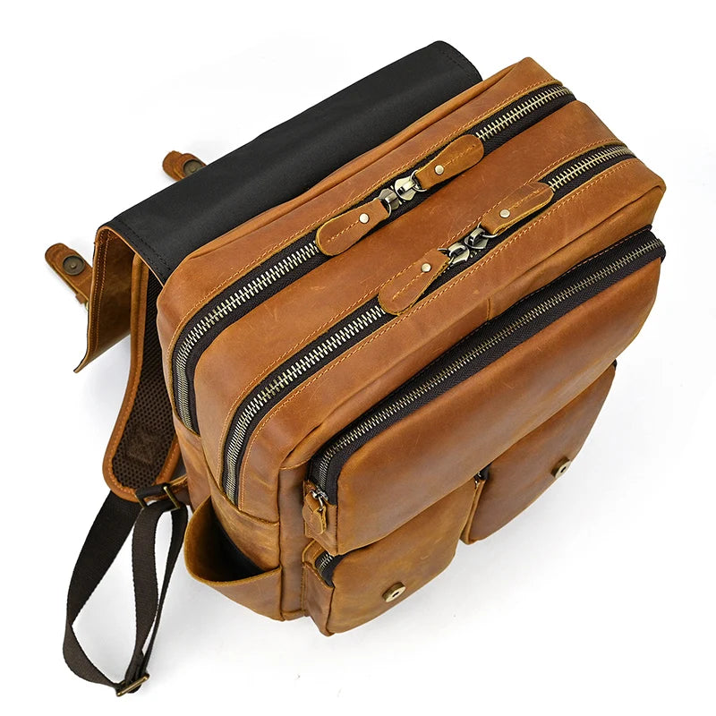 Newsbirds Men's Retro Leather Backpack – Luxury Travel & School Bag