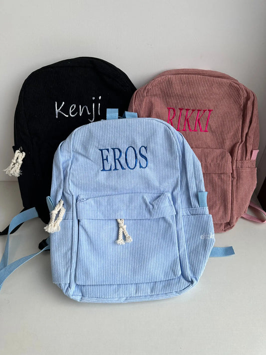 Personalized Embroidered Corduroy Kids' Backpack