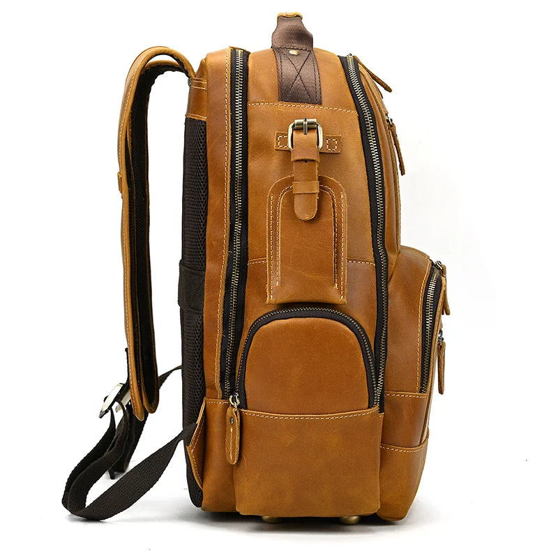 Newsbirds Men's Retro Leather Backpack – Luxury Travel & School Bag