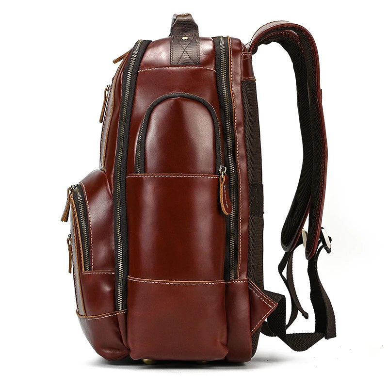 Newsbirds Men's Retro Leather Backpack – Luxury Travel & School Bag