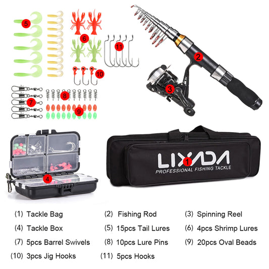 Lixada Telescopic Fishing Rod & Reel Combo Kit