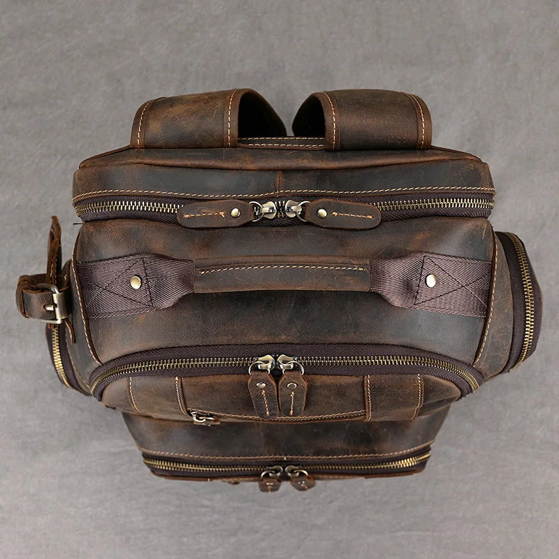 Newsbirds Men's Retro Leather Backpack – Luxury Travel & School Bag