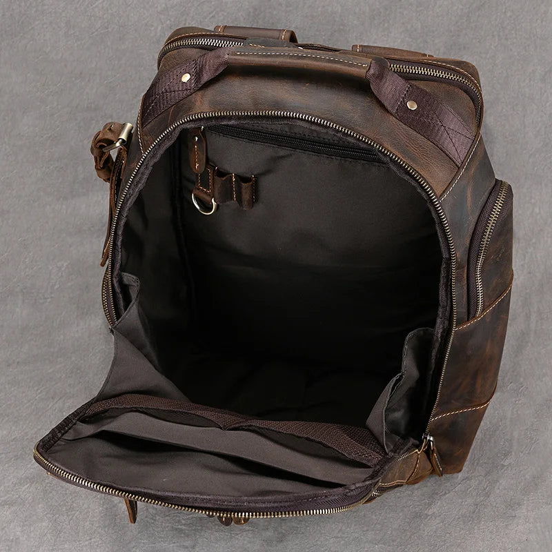 Newsbirds Men's Retro Leather Backpack – Luxury Travel & School Bag