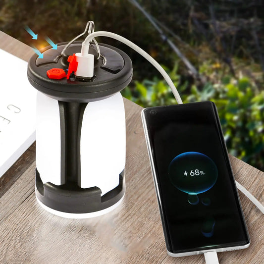 High Power Solar LED Camping Lantern Rechargeable 4500mAh 1000LM Emergency Power Bank