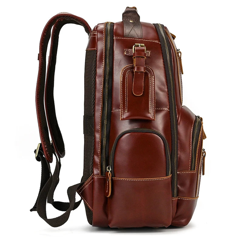 Newsbirds Men's Retro Leather Backpack – Luxury Travel & School Bag