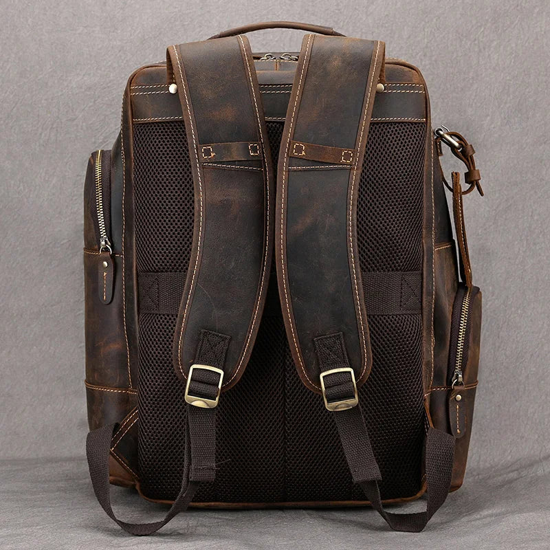 Newsbirds Men's Retro Leather Backpack – Luxury Travel & School Bag
