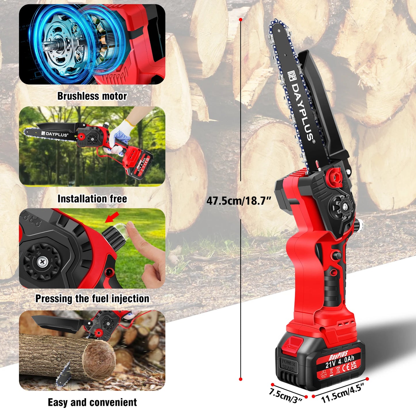 8-Inch Cordless Electric Chainsaw