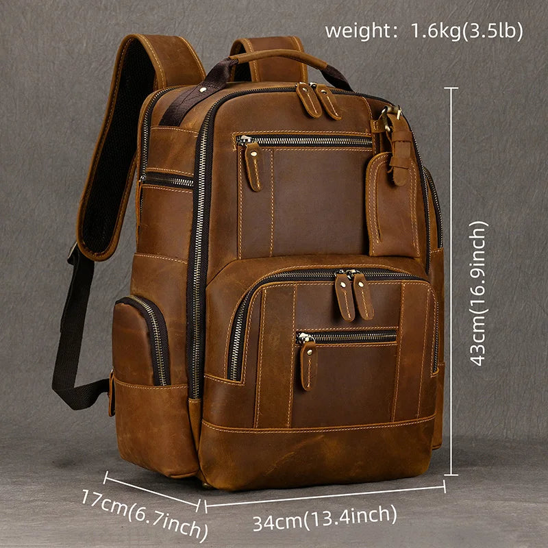 Newsbirds Men's Retro Leather Backpack – Luxury Travel & School Bag