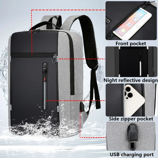 Waterproof Business Laptop Backpack with USB Charging Port