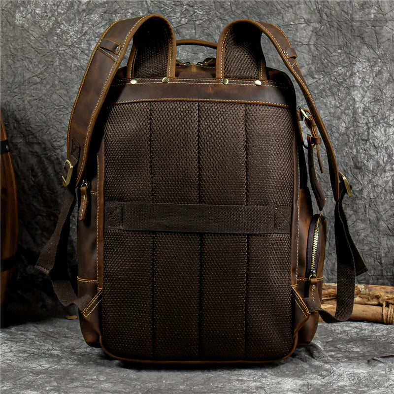 Newsbirds Men's Retro Leather Backpack – Luxury Travel & School Bag