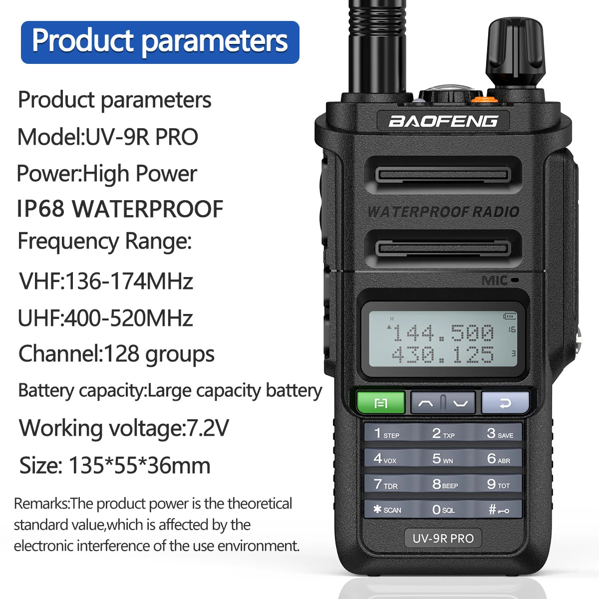 Baofeng UV-9R Pro Walkie Talkie