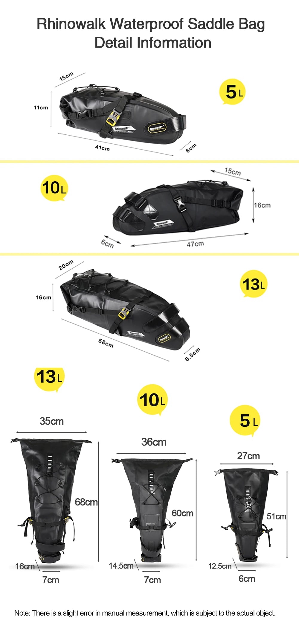 Rhinowalk Bike Bag Set – Waterproof Handlebar, Pannier & Saddle Bags for MTB & Road Bikes