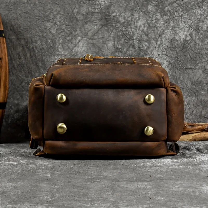 Newsbirds Men's Retro Leather Backpack – Luxury Travel & School Bag