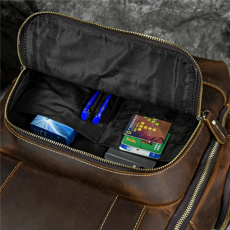 Newsbirds Men's Retro Leather Backpack – Luxury Travel & School Bag