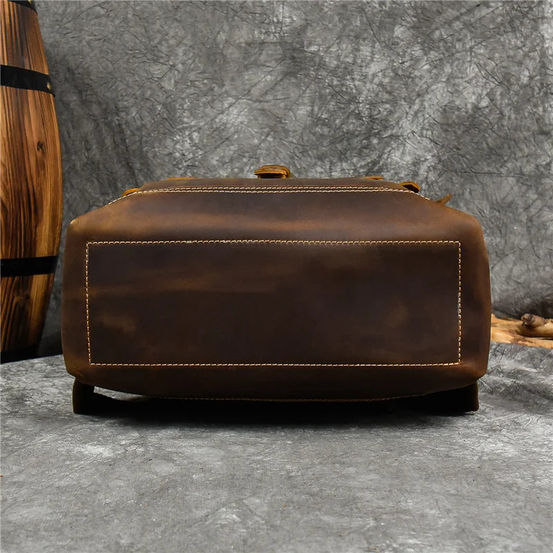 Newsbirds Men's Retro Leather Backpack – Luxury Travel & School Bag