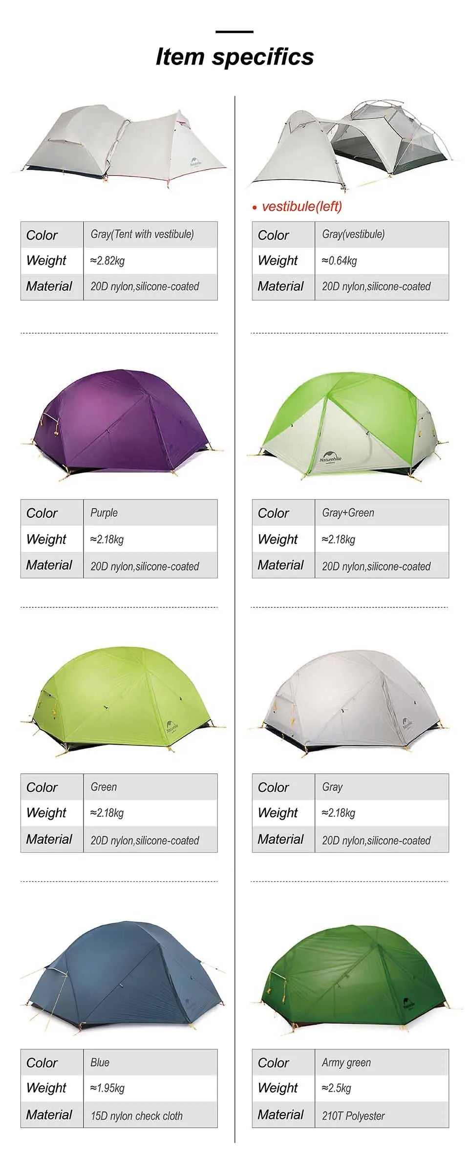 Naturehike Cloud Up 1-Person Camping Tent