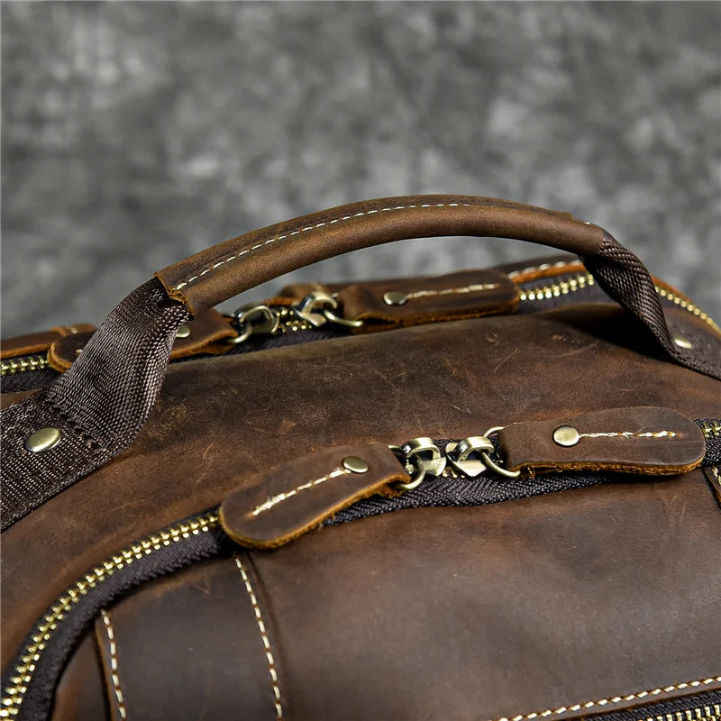 Newsbirds Men's Retro Leather Backpack – Luxury Travel & School Bag