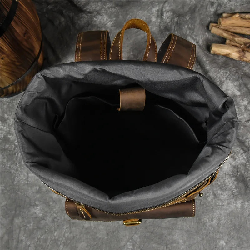 Newsbirds Men's Retro Leather Backpack – Luxury Travel & School Bag