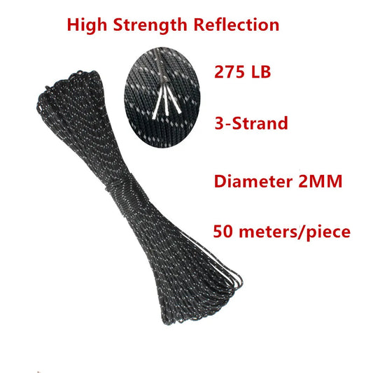 CAMPINGSKY Paracord 2mm Reflective Rope