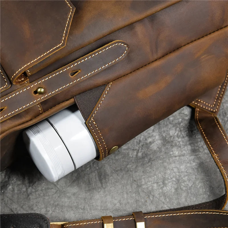 Newsbirds Men's Retro Leather Backpack – Luxury Travel & School Bag