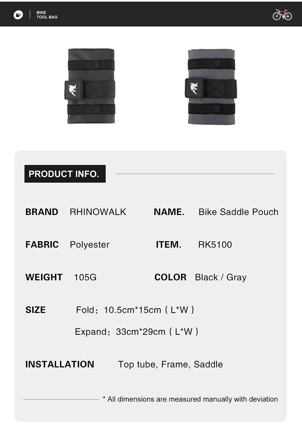 Rhinowalk Bike Bag Set – Waterproof Handlebar, Pannier & Saddle Bags for MTB & Road Bikes