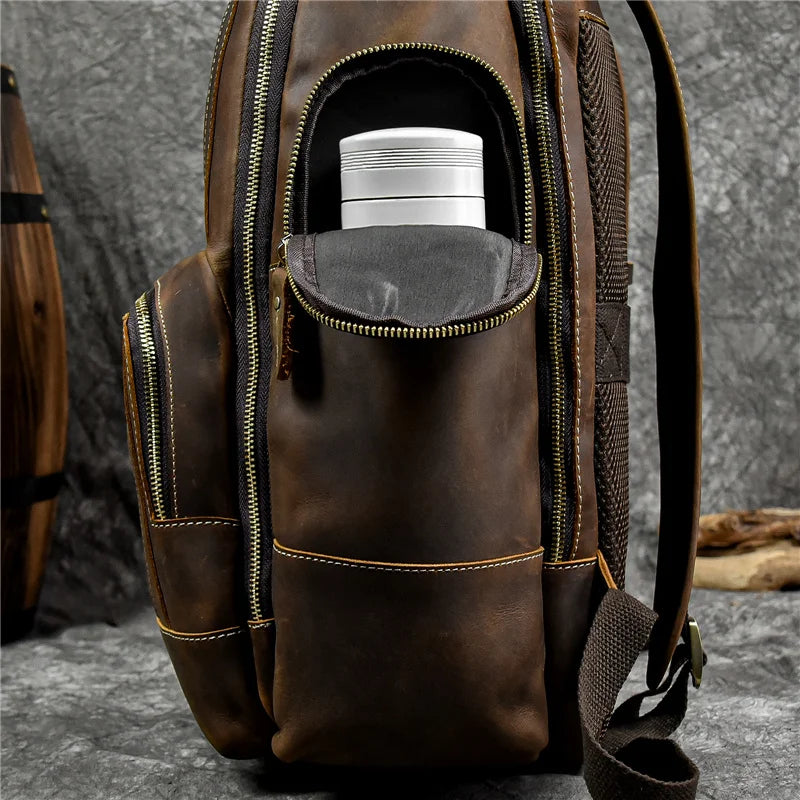 Newsbirds Men's Retro Leather Backpack – Luxury Travel & School Bag