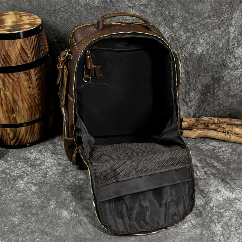 Newsbirds Men's Retro Leather Backpack – Luxury Travel & School Bag