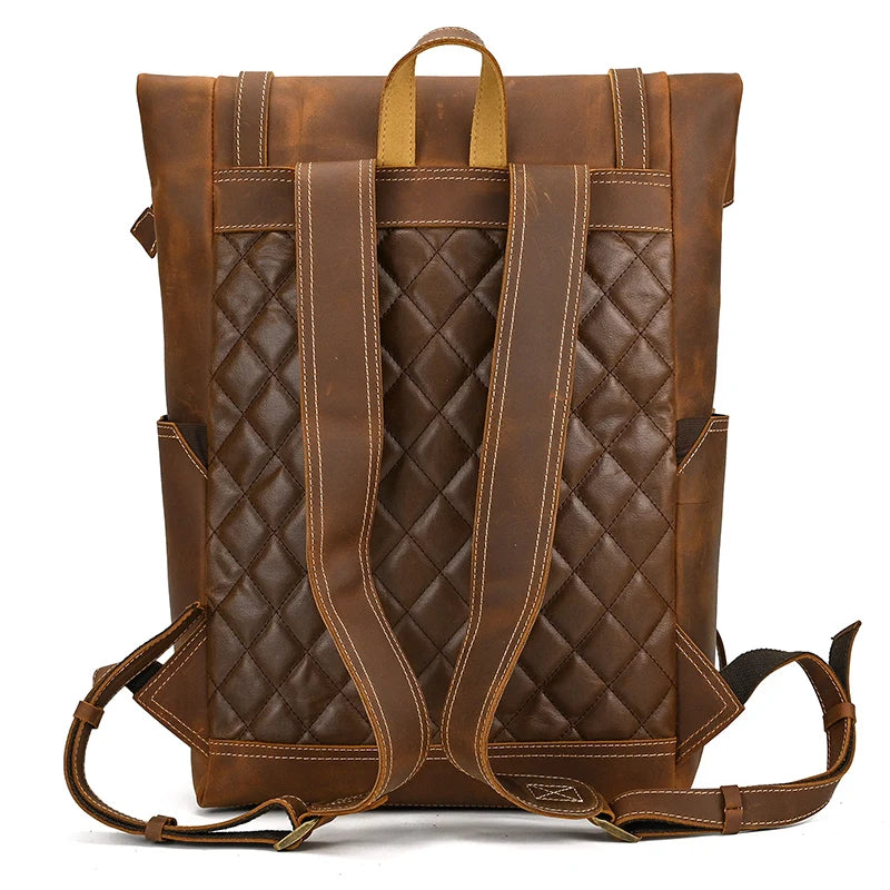 Newsbirds Men's Retro Leather Backpack – Luxury Travel & School Bag