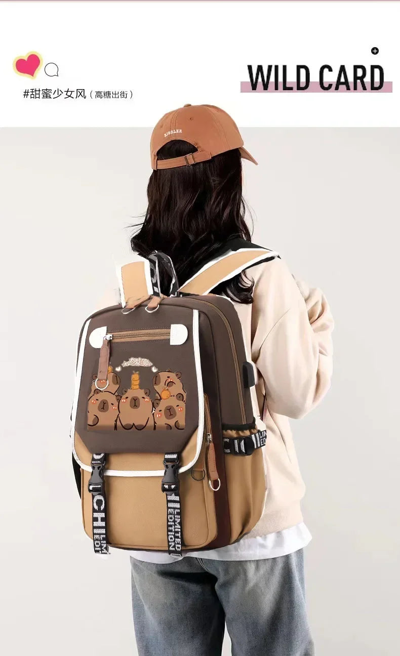 Stylish Kawaii Capybara Computer Backpack
