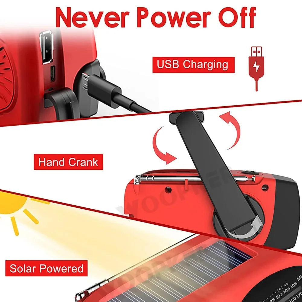 Woopker Radio E30 Emergency Solar Hand Crank AM/FM/NOAA Radio