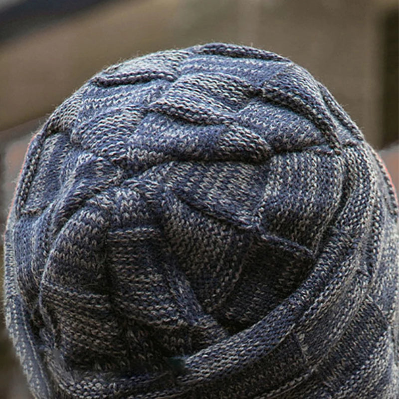 Mens Beanie Hat 2pcs Ski Cap and Scarf Winter Warm Woolly Hats
