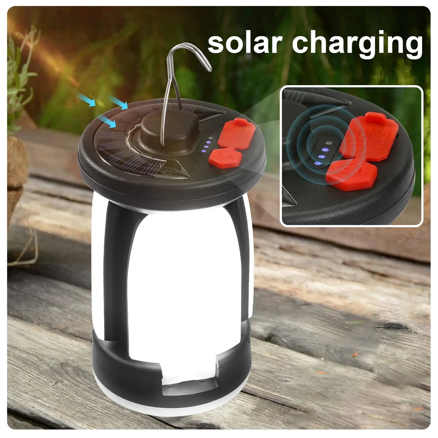 High Power Solar LED Camping Lantern Rechargeable 4500mAh 1000LM Emergency Power Bank