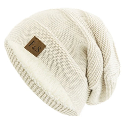 Unisex Slouchy Winter Hats Add Fur Beanie Cap