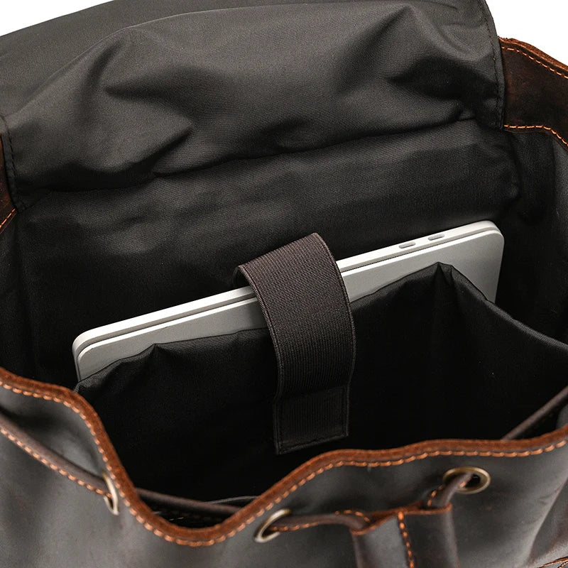 Newsbirds Men's Retro Leather Backpack – Luxury Travel & School Bag