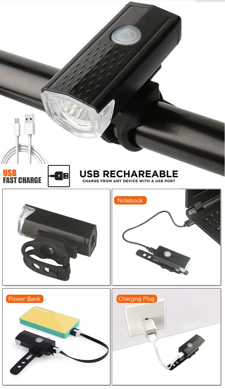 2218 Bike Light Set USB Rechargeable Front Light with Taillight