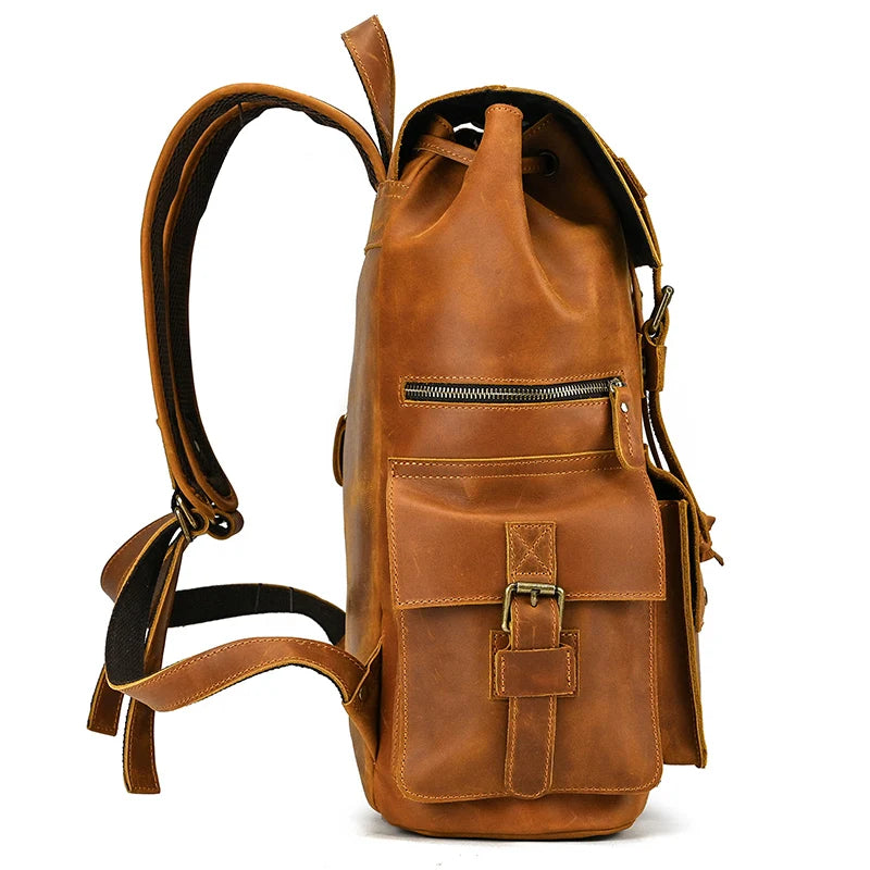Newsbirds Men's Retro Leather Backpack – Luxury Travel & School Bag