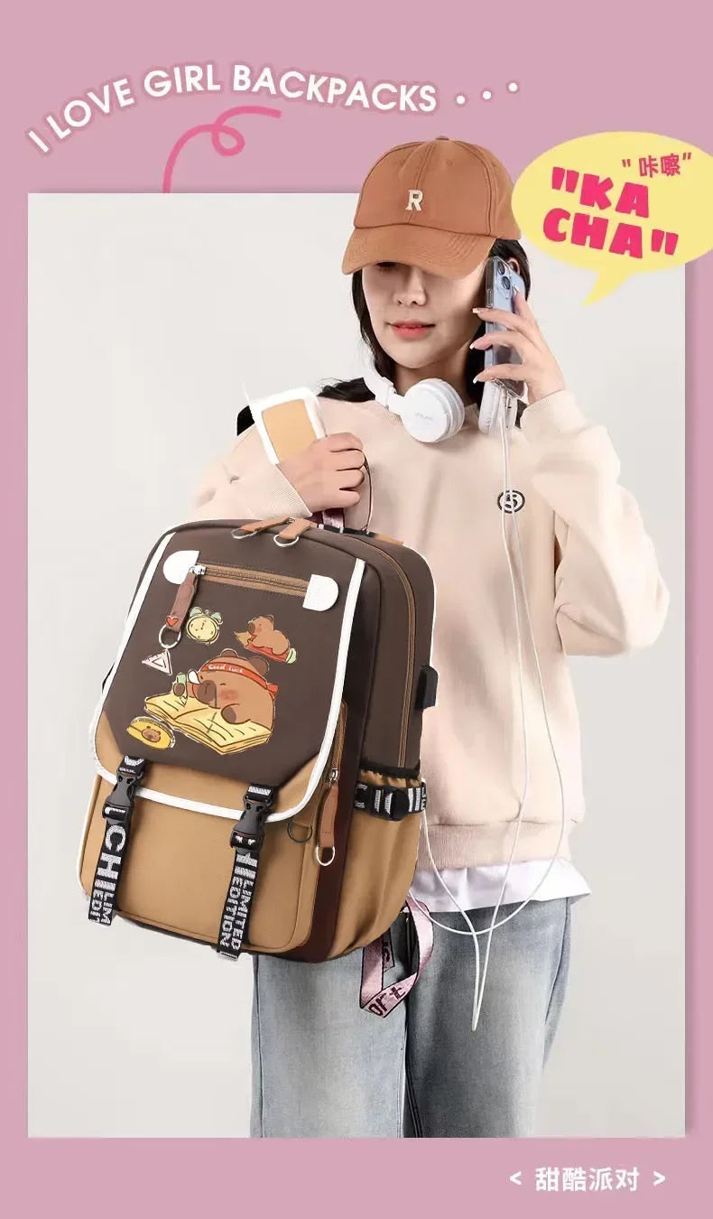 Stylish Kawaii Capybara Computer Backpack