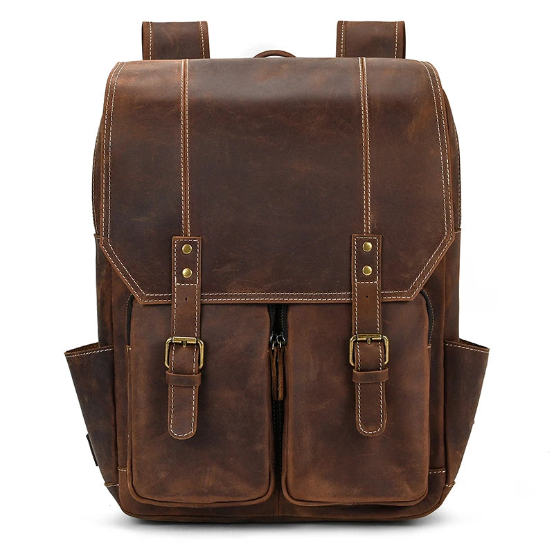 Newsbirds Men's Retro Leather Backpack – Luxury Travel & School Bag