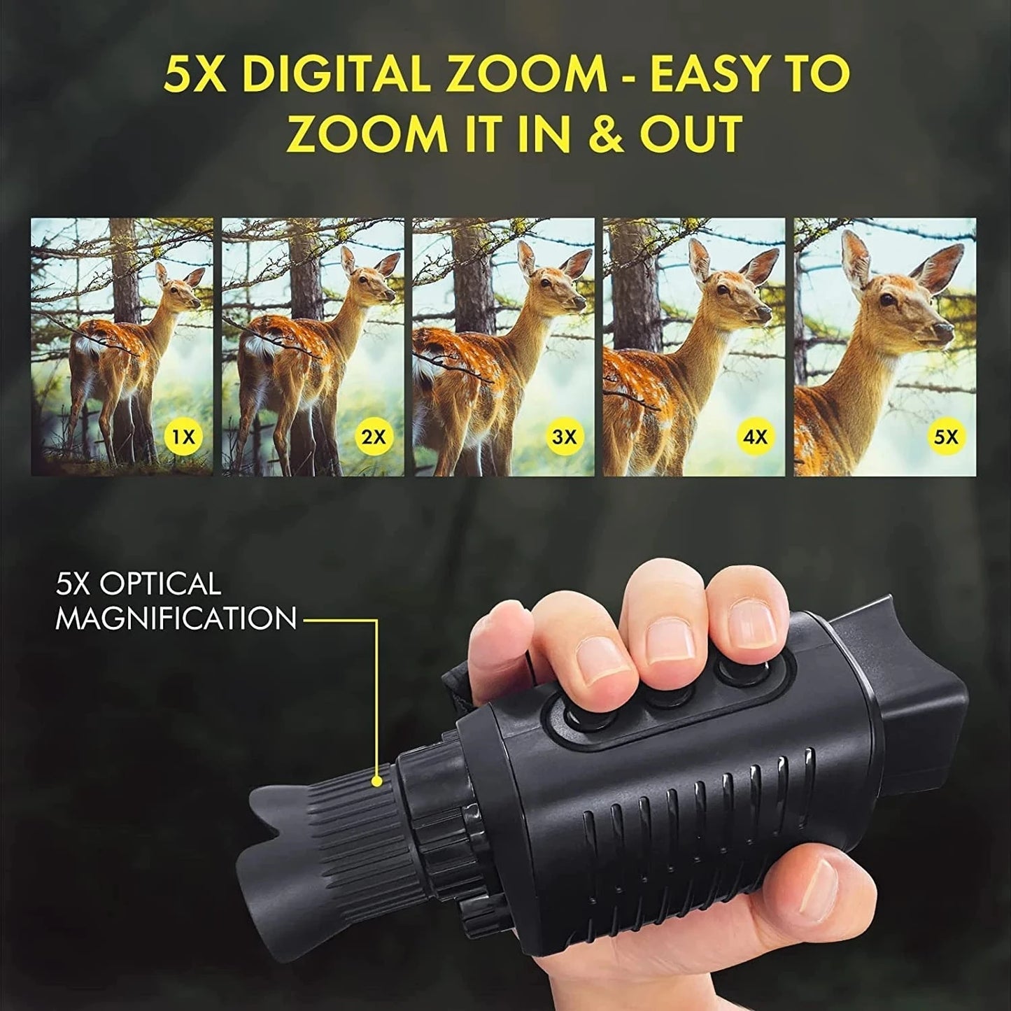 1080P HD Night Vision Monocular with 5X Zoom