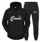 Couple Sportswear KING QUEEN Printed Hooded Set