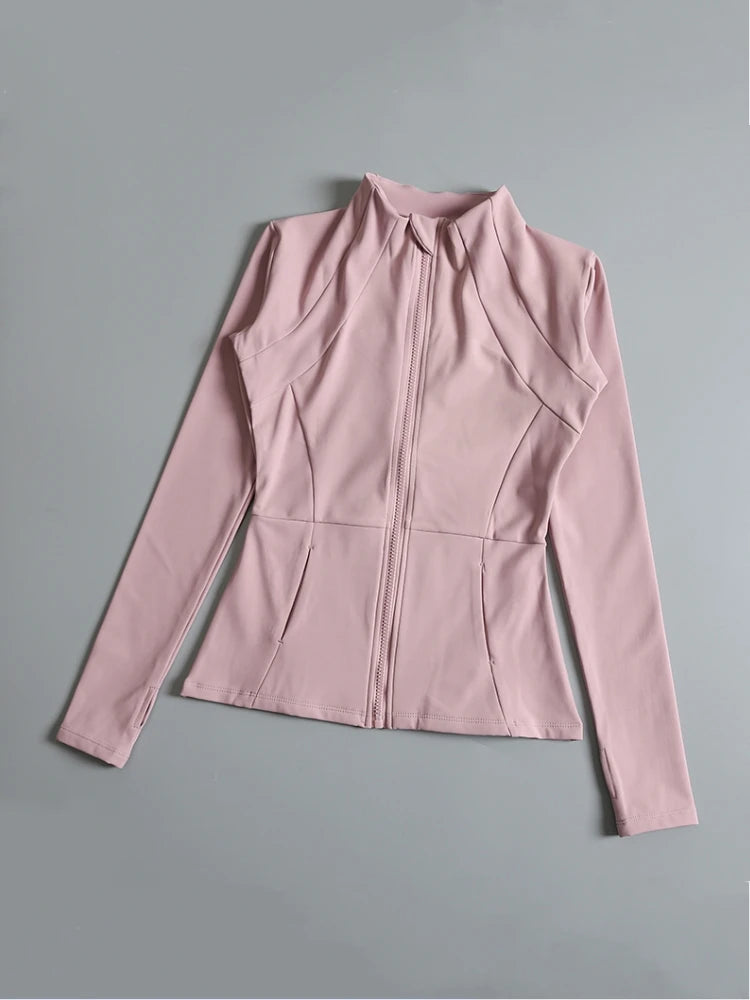 Yoga Wear Ladies Coat Round High Elastic Loose Exercise Yoga Long Sleeve