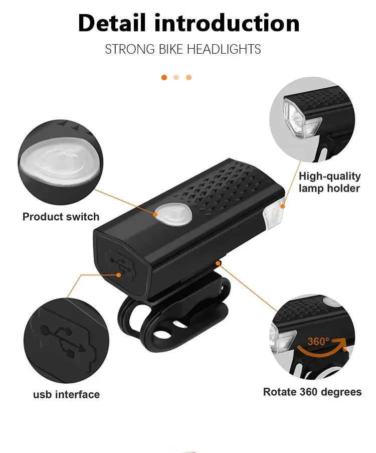 2218 Bike Light Set USB Rechargeable Front Light with Taillight